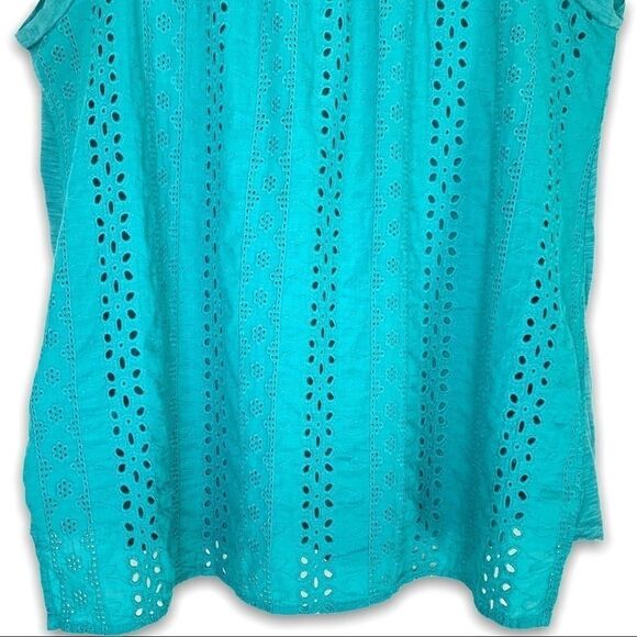 ANTHRO Eri+Ali Teal Eyelet Lace Back Tank Top - Picture 6 of 6